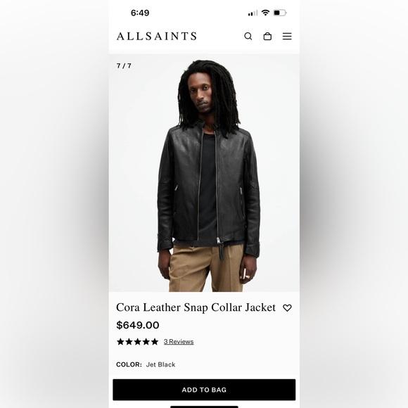 All saints Cora leather Jacket. Black size XXL. Worn maybe 10-12 times. - Picture 2 of 7